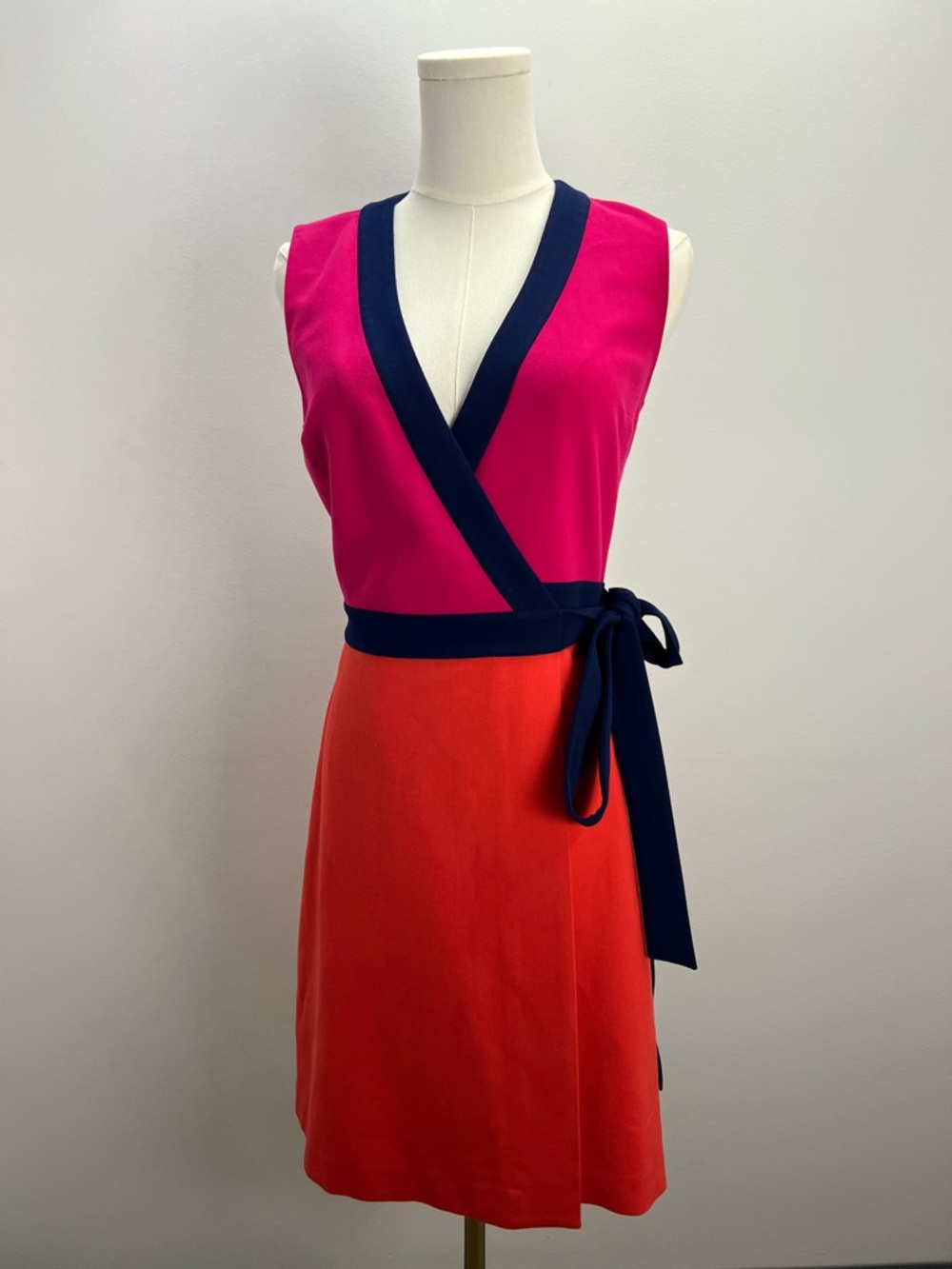 Diane Von Furstenberg Gracie Wrap Dress Pink Orange Color Block Spring DVF 2